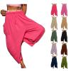 Akivide Womens Cotton Linen Baggy Wide Leg Pant High Waisted Loose Flowy Beach Summer Palazzo Trouser with Pockets view 3