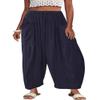 Akivide Womens Cotton Linen Baggy Wide Leg Pant High Waisted Loose Flowy Beach Summer Palazzo Trouser with Pockets view 1