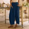 Akivide Womens Cotton Linen Baggy Wide Leg Pant High Waisted Loose Flowy Beach Summer Palazzo Trouser with Pockets view 4