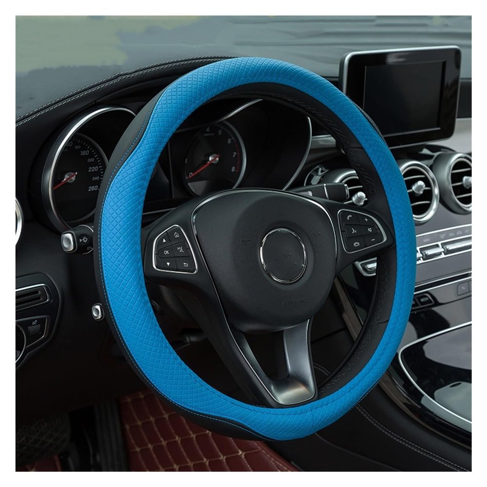 FUERU Car Steering Wheel Cover Set Car Steering Wheel Cover Breathable Leather Breathable Moisture Drainage Fashion Car Interior (Color : 3#)
