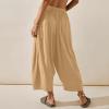 Akivide Womens Cotton Linen Baggy Wide Leg Pant High Waisted Loose Flowy Beach Summer Palazzo Trouser with Pockets view 2