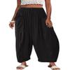 Akivide Womens Cotton Linen Baggy Wide Leg Pant High Waisted Loose Flowy Beach Summer Palazzo Trouser with Pockets view 1