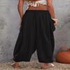 Akivide Womens Cotton Linen Baggy Wide Leg Pant High Waisted Loose Flowy Beach Summer Palazzo Trouser with Pockets view 2