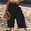 Akivide Womens Cotton Linen Baggy Wide Leg Pant High Waisted Loose Flowy Beach Summer Palazzo Trouser with Pockets view 3