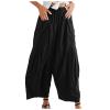 Akivide Womens Cotton Linen Baggy Wide Leg Pant High Waisted Loose Flowy Beach Summer Palazzo Trouser with Pockets view 4