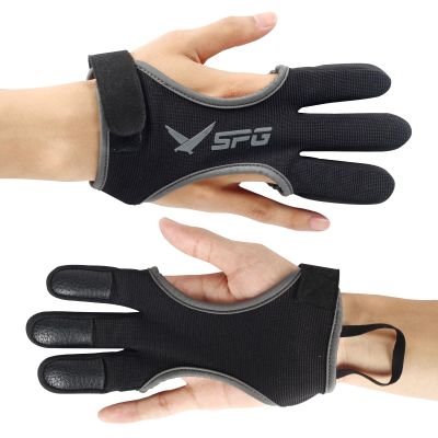 SPG Archery Glove Finger Guard - 3 Finger Archery Gloves Protector Recurve Compound Bow Shooting Hunting Protective Gear Accessories for Men Women Youth Kids (Black, S)