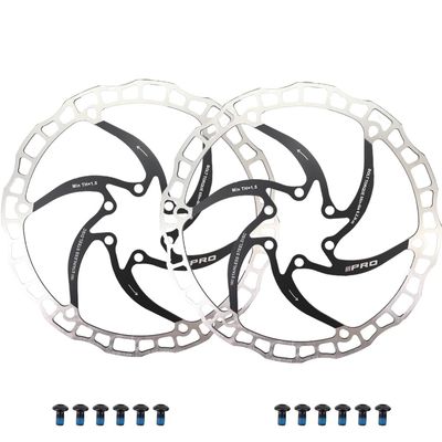 DJC Bike Brake Disc Rotor 2pcs MTB Brake Disc 160mm 180mm with 6 Bolts Road Bike MTB BMX e Scooter Steel Brake Disc iiipro (2pcs Black, 160mm)