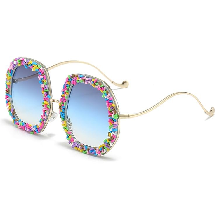 bullabulling Oversized Colorful candy donut sunglasses Cat Eye Large Lens Cake Praty Sunglasses UV400 Protection (round)