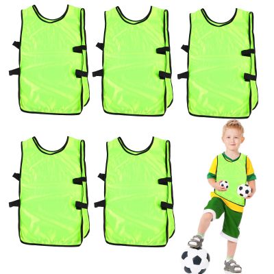 5PCS Pinnies Scrimmage Vests Team Practice Jersey Child Youth Teen Kids Scrimmage Vest Soccer Pinnies Youth Team Practice Vests Sports Bibs(GREEN)