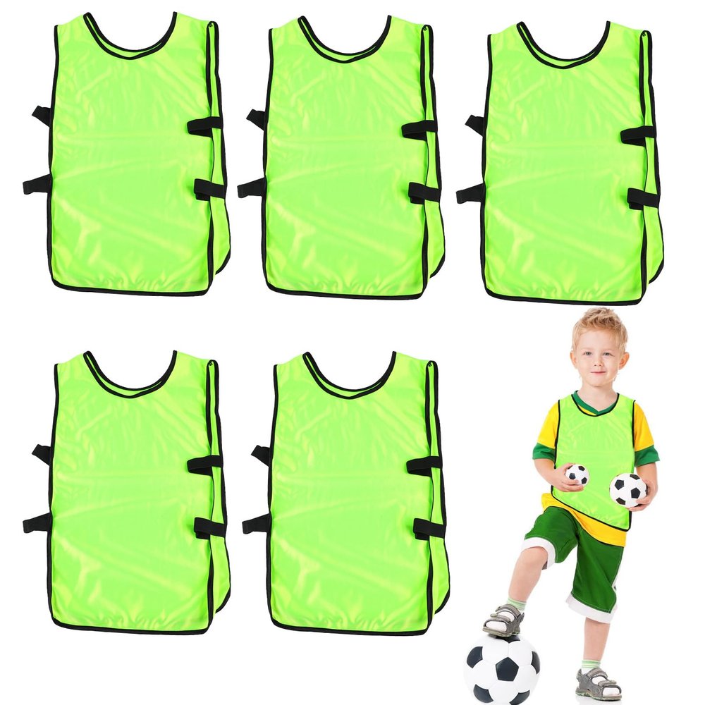 5PCS Pinnies Scrimmage Vests Team Practice Jersey Child Youth Teen Kids Scrimmage Vest Soccer Pinnies Youth Team Practice Vests Sports Bibs(GREEN)