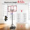 Yohood Kids Basketball Hoop Outdoor 4.82-8.53ft Adjustable, Portable Basketball Hoops & Goals for Kids/Teenagers/Youth in Backyard/Driveway/Indoor, with Enlarged Base and PC Backboard view 2