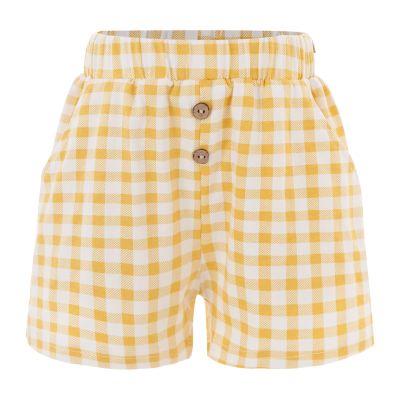 iiniim Toddler Baby Girls Summer Plaid Shorts Elastic Waist Bottoms Pants Yellow 4-5 Years