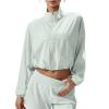 altiland Women's UPF 50+ Sun Protection Cropped Zip Up Jackets for Athletic Workout Running Cool Feeling (Cream Green, M) view 1