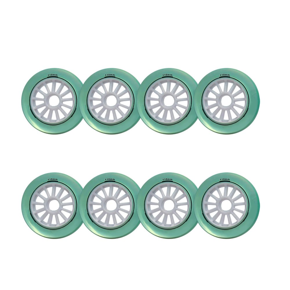 JHKJ Inline Wheel 90mm 100mm 110mm Professional Speed Wheel 8 Pack for Indoor Outdoor Hardness Inline Hockey Replacement Wheels,Green,110mm