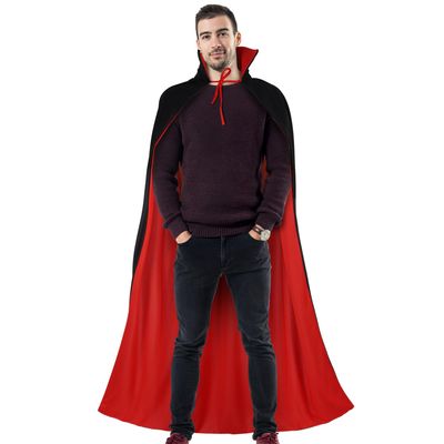 Ciieeo 1Pc Vampire Costume Halloween Vampire Cloak Black and Red Reversible Hooded Cloak Cape for Halloween Party and Devil Cosplay