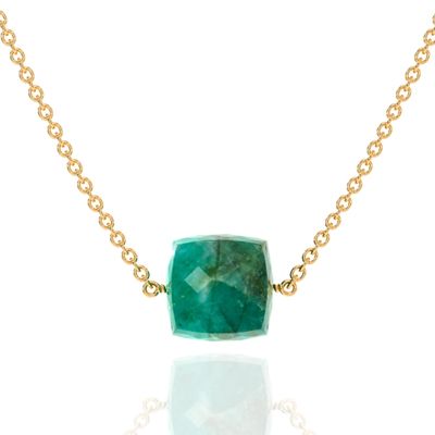 ABSHEL Emerald Necklace for Women, Premium Gold Cube Necklaces for Women - Tarnish Free 18K Gold Vermeil Certified S925 Classic Statement Gold Jewelry for Women - Mothers Day Gifts for Mom Wife