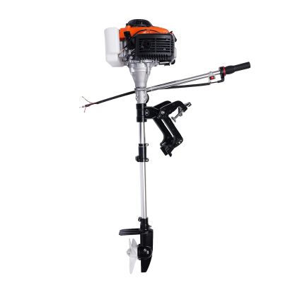 Bacacoo 4 Hp 53.2cc Outboard Motor, Heavy Duty Air Cooling Of Fishing Boat Engine, 4 Stroke Inflatable Fishing Boat Engine, For Rubber Boat Fishing Boat Hand Start Outboard Motor + Bracket