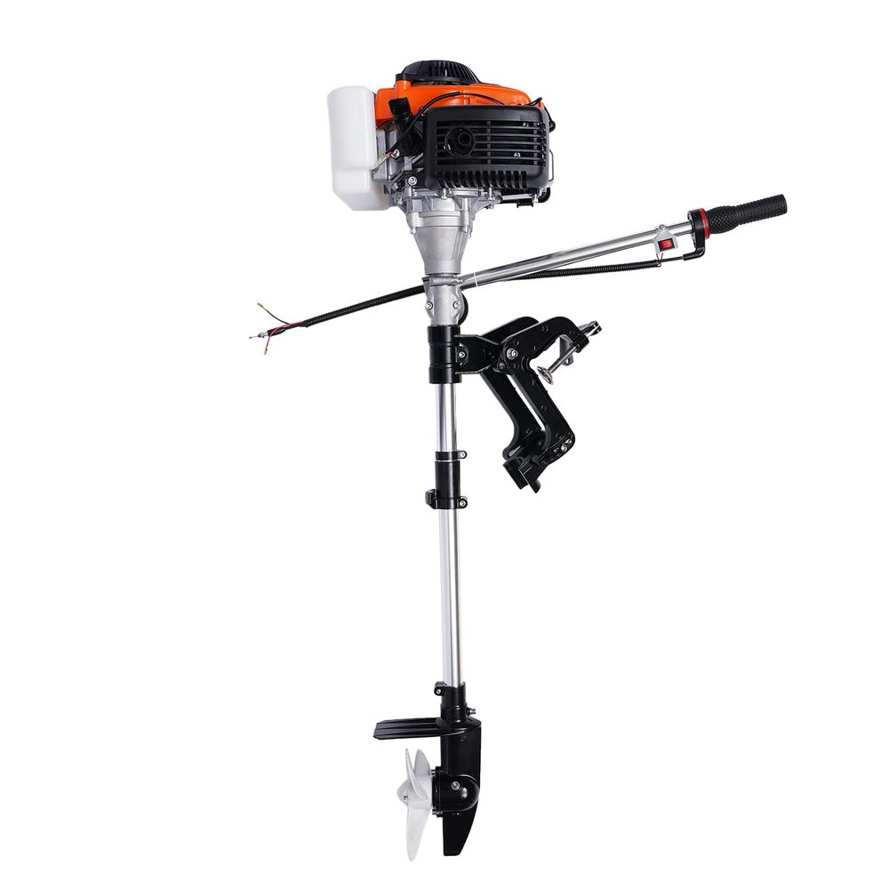 Bacacoo 4 Hp 53.2cc Outboard Motor, Heavy Duty Air Cooling Of Fishing Boat Engine, 4 Stroke Inflatable Fishing Boat Engine, For Rubber Boat Fishing Boat Hand Start Outboard Motor + Bracket