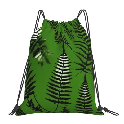 Natural Plant Silhouette Fern Leaves Unisex Simple Leisure Drawstring Bag,Gym Drawstring Bags,Outdoor Portable Backpack Storage Bags