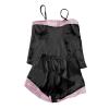 Women's Sexy Silk Satin Pajamas Sets Ladies Cami Tops and Shorts Pjs Sets Casual V Neck Loose Sleepwear Pajama Set view 3