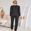 Ekouaer Womens Pajama Set Long Sleeve Sleepwear Round Neck Nightwear Soft Pjs Lounge Sets with Pockets Black Large view 4