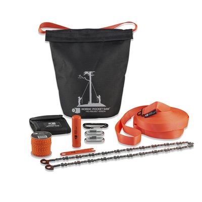 Nordic Pocket Saw High Limb Rope Saw - The Arborist V.2-32" Rope Chainsaw Double Sided with Sawteeth on Each Link - 36 feet Straps and 66 feet Throwline - Tree Limb Cutter with Storage Bag