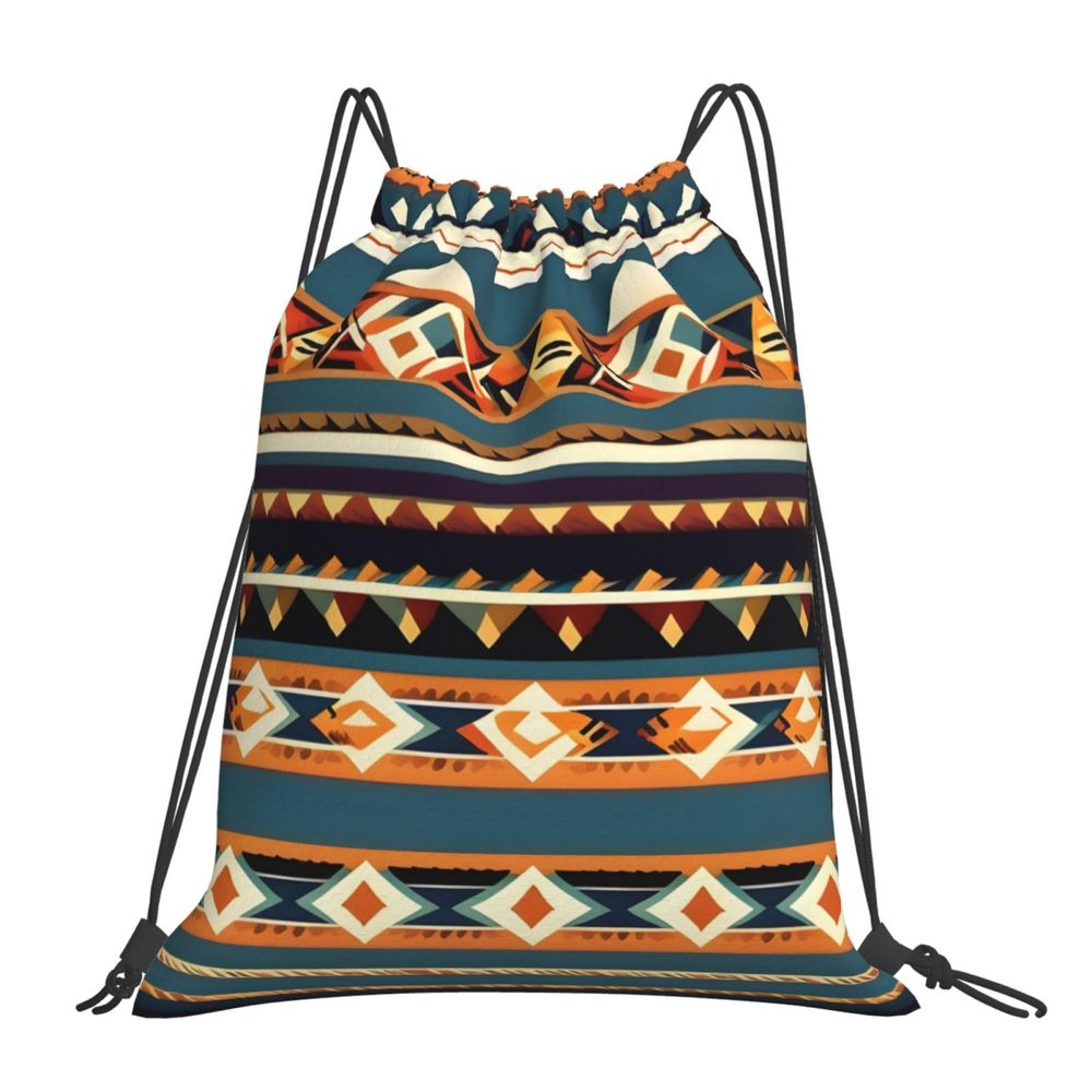Native American Pattern Unisex Simple Leisure Drawstring Bag,Gym Drawstring Bags,Outdoor Portable Backpack Storage Bags