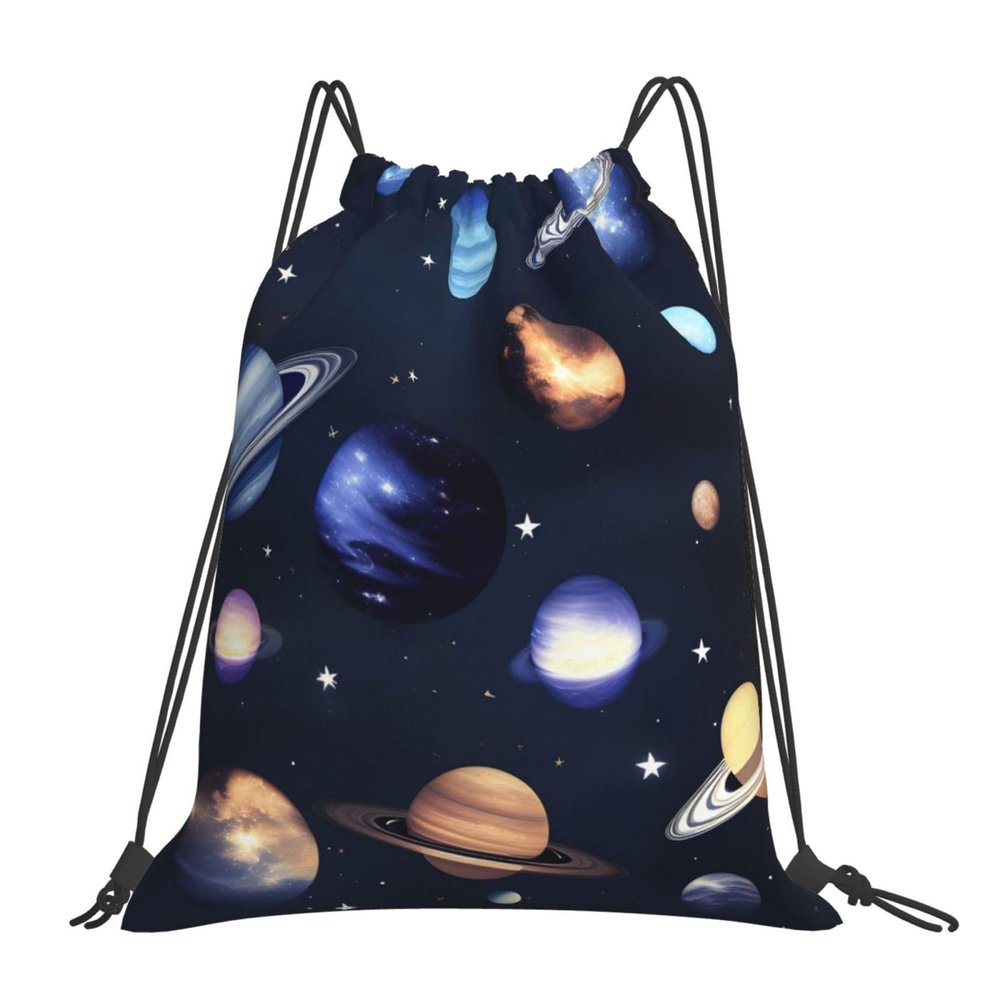 Planets Stars And Milky Way Galaxy Unisex Simple Leisure Drawstring Bag,Gym Drawstring Bags,Outdoor Portable Backpack Storage Bags