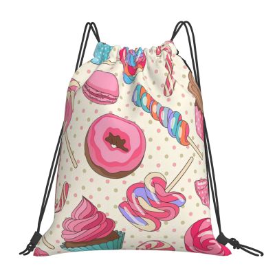 Sweet Lollipop Cupcake Unisex Simple Leisure Drawstring Bag,Gym Drawstring Bags,Outdoor Portable Backpack Storage Bags