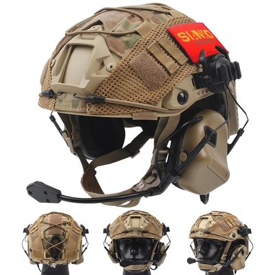 Airsoft Military Game Fast Tactical Helmet With HD Noise Reduction Multicam Headset Helmet Cover,For Hunting Paintball CS Cosplay (Tan/L)