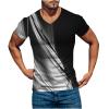 Muscularfit V Neck Shirts for Men 2023 Fashion Casual Short Sleeve Line Print Summer T Shirt Slim Fit Muscle Workout Top Tees Hawaiian Shirts Black M view 1