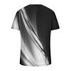 Muscularfit V Neck Shirts for Men 2023 Fashion Casual Short Sleeve Line Print Summer T Shirt Slim Fit Muscle Workout Top Tees Hawaiian Shirts Black M view 2