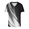 Muscularfit V Neck Shirts for Men 2023 Fashion Casual Short Sleeve Line Print Summer T Shirt Slim Fit Muscle Workout Top Tees Hawaiian Shirts Black M view 3