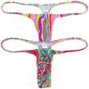 Jaxu Hot Men's Flex Micro Thong Underwear Male Slim Pouch Bikini Tangas Hombre Thin Belt G-string Minimum Coverage T-back 2-Pack(red sawtooth,brown twine pattern) L view 1