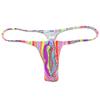 Jaxu Hot Men's Flex Micro Thong Underwear Male Slim Pouch Bikini Tangas Hombre Thin Belt G-string Minimum Coverage T-back 2-Pack(red sawtooth,brown twine pattern) L view 2