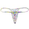 Jaxu Hot Men's Flex Micro Thong Underwear Male Slim Pouch Bikini Tangas Hombre Thin Belt G-string Minimum Coverage T-back Pink Wax Flower M view 3