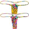 Jaxu Hot Men's Flex Micro Thong Underwear Male Slim Pouch Bikini Tangas Hombre Thin Belt G-string Minimum Coverage T-back 2-Pack(yellow spot,color scrawl) M view 1