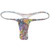 Jaxu Hot Men's Flex Micro Thong Underwear Male Slim Pouch Bikini Tangas Hombre Thin Belt G-string Minimum Coverage T-back 2-Pack(yellow medallion pattern,dinosaur) M view 2