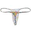 Jaxu Hot Men's Flex Micro Thong Underwear Male Slim Pouch Bikini Tangas Hombre Thin Belt G-string Minimum Coverage T-back 2-Pack(yellow medallion pattern,dinosaur) M view 4