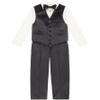 Calvin Klein Boys' 4-Piece Formal Suit Set, Includes Dress Shirt with Bow Tie, Suit Vest & Dress Pants, Tech Ebony, 6