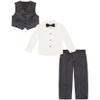 Calvin Klein Boys' 4-Piece Formal Suit Set, Includes Dress Shirt with Bow Tie, Suit Vest & Dress Pants, Tech Ebony, 6 view 2