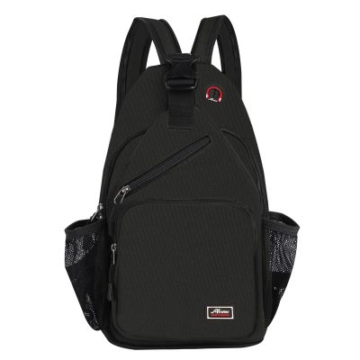 Afreter Crossbody Sling Backpack Men and Women Sling Bag Shoulder Backpack Travel Hiking Chest Bag Daypack (Black)