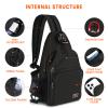 Afreter Crossbody Sling Backpack Men and Women Sling Bag Shoulder Backpack Travel Hiking Chest Bag Daypack (Black) view 3