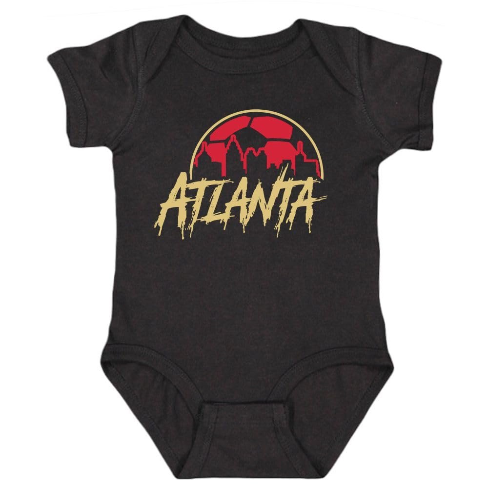 Xtreme Apparrel Atlanta Skyline Kid's Bodysuit for Soccer Fans (Black, 24M)