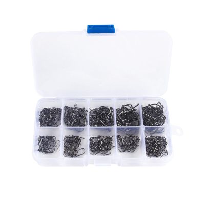 DHAEY SeroNi 600/1000pcs Box Fishing Hooks Set High Carbon Steel Barbed Fishhook Rock Fishing Equipment Gear Tackle Accessories(600pcs)