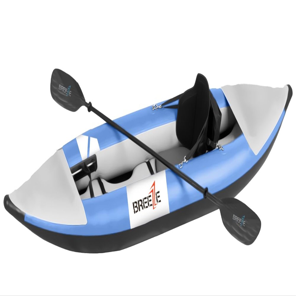 EZ BREEZE Explorer Inflatable Boat Heavy Duty One Person Kayak Pro with Boat Accessories for Fishing Yoga Tourism Surfing Racing Camping and Exploring & Removable Skeg, Drop Stitch Floor 380X 12'6"