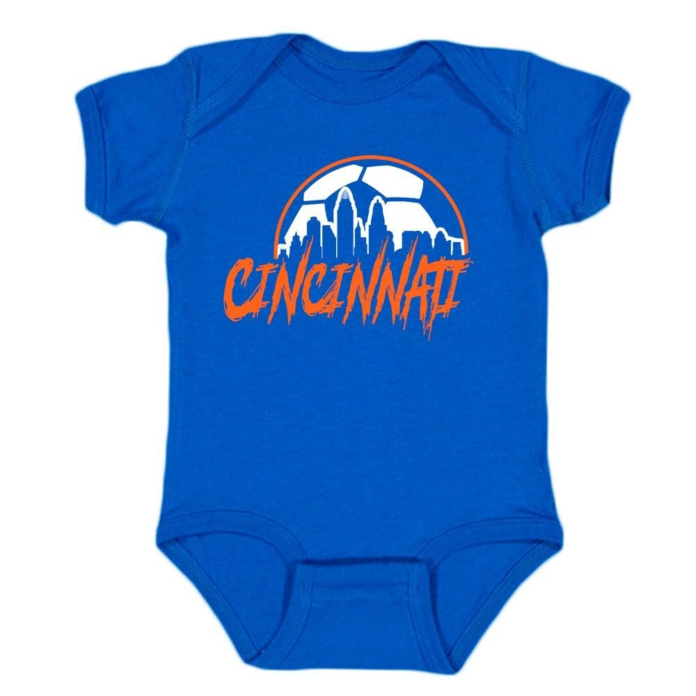 Cincinnati Skyline Kid's Bodysuit for Soccer Fans (Royal, 24M)
