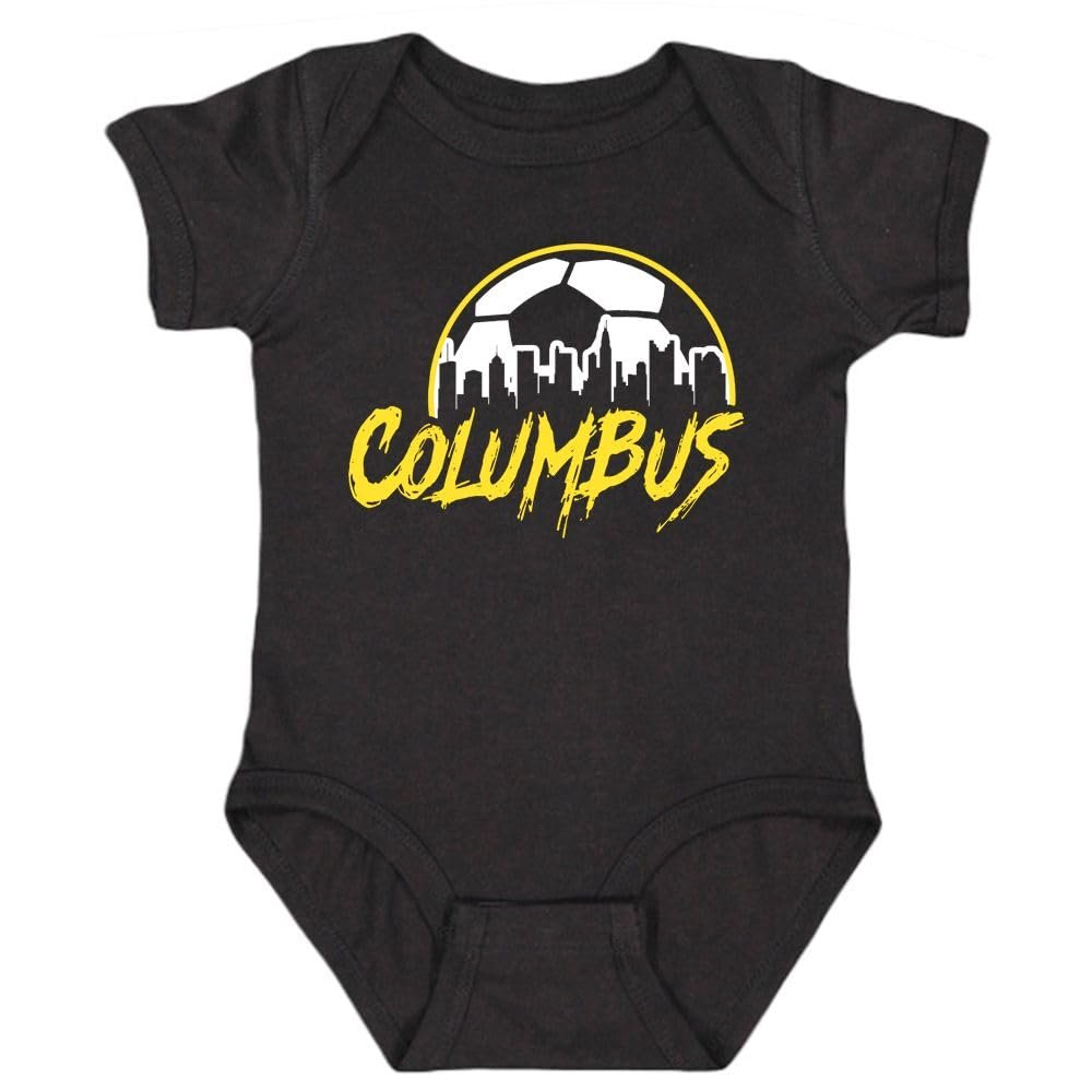 Xtreme Apparrel Columbus Skyline Kid's Bodysuit for Soccer Fans (Black, 24M)