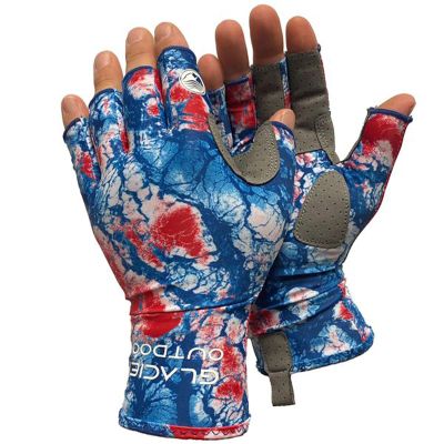 Glacier Glove Islamorada 50+ Sun Protection Durable Lightweight Breathable Quick-Dry Fingerless Outdoor Fishing Sun Glove, Patriot, X-Large