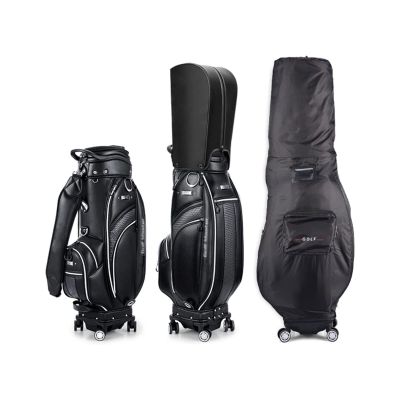 Golf Bag, Professional Golf Sunday Bag with 4 Universal Wheels, High-end Waterproof Microfiber Leather Golf Cart Bag, Portable Golf Stand Bag for Men & Women(Black)